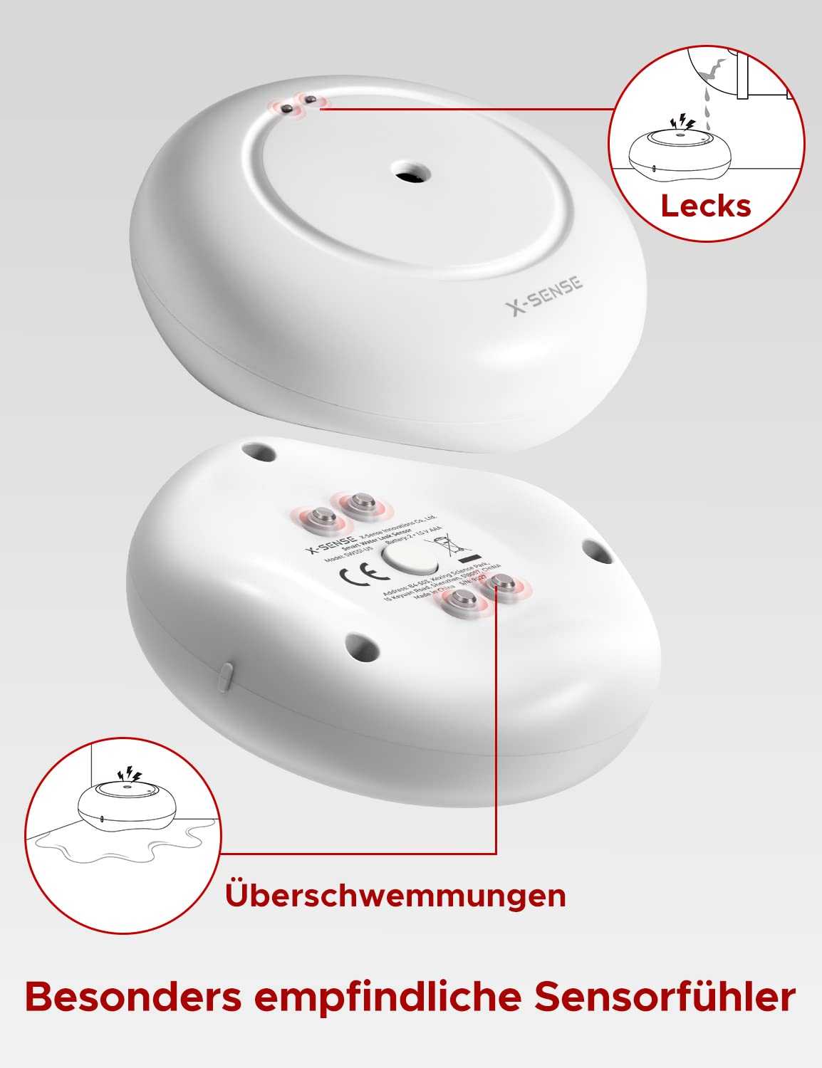 X-Sense SWS54 Smart-Wassermelder-Kit - WLAN Wassersensor-Set mit Basistation und 3 Wassermeldern Mesch Shop X-Sense SWS54 Smart-Wassermelder-Kit - WLAN Wassersensor-Set mit Basistation und 3 Wassermeldern Mesch Shop